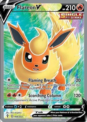 Flareon V 2021 Sword & Shield: Evolving Skies #169/203 Holo